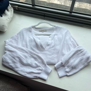 White V-neck sweater sweatshirt, LOFT, size XL